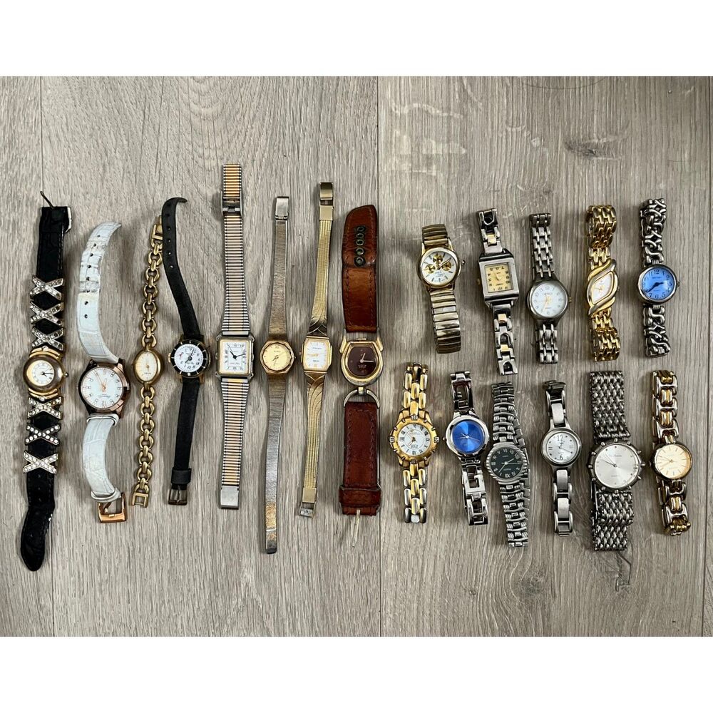 Assorted Lot 19 Womens Watches Untested Vintage Stainless Steel